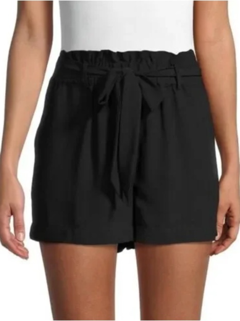 NWT Laundry By Shelli Segal Black Tie-Waist paperbag Shorts, Small